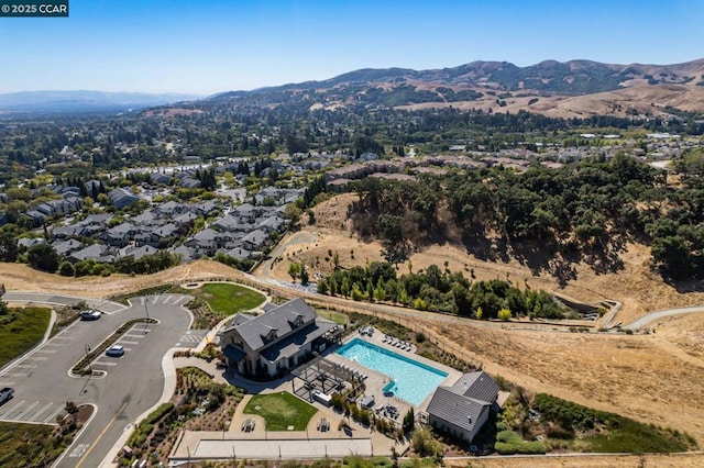 drone / aerial view with a mountain view