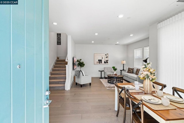 living room with light wood-type flooring