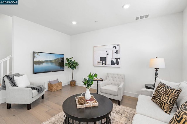 living room with light wood-type flooring