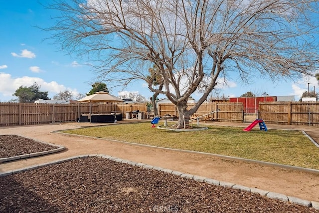 view of yard with a gazebo