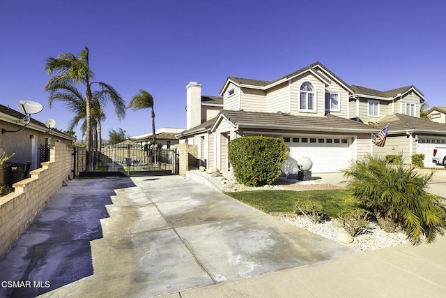 exterior space with a garage