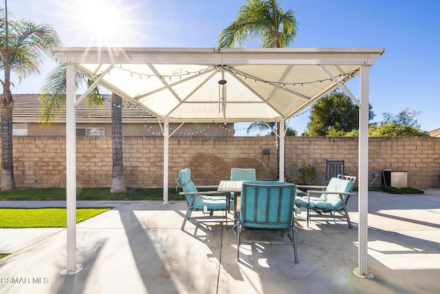 view of patio featuring a gazebo