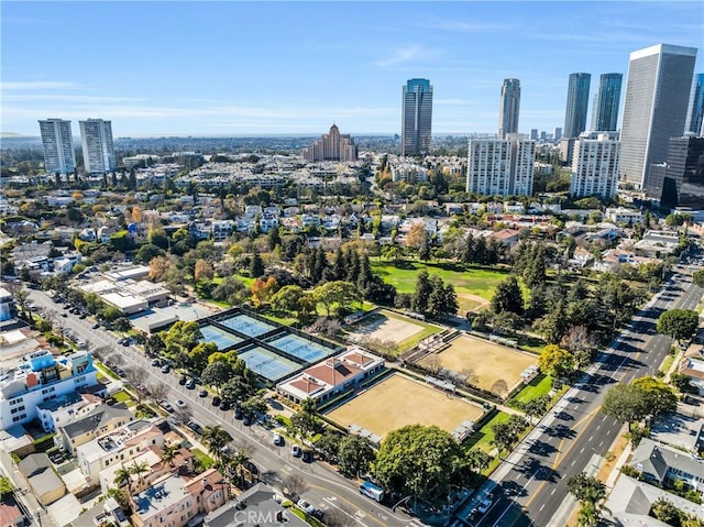 drone / aerial view with a city view