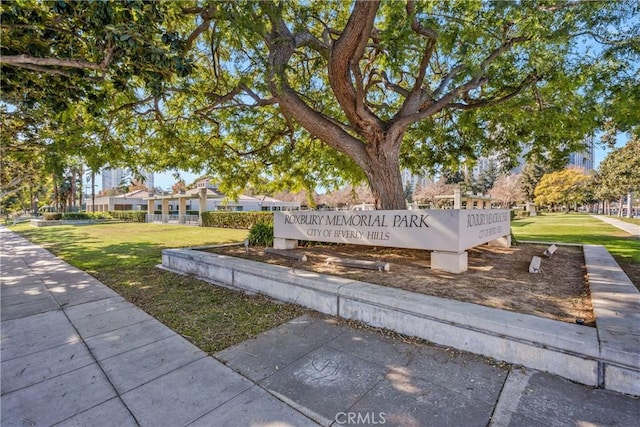 view of property's community featuring a yard