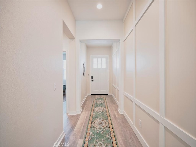 entryway with light wood-type flooring