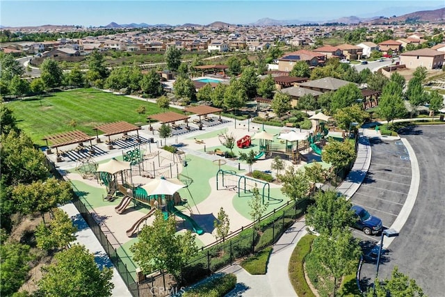 bird's eye view featuring a mountain view