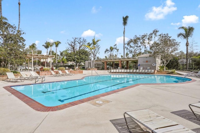 view of pool featuring a patio