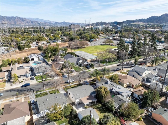 aerial view with a mountain view