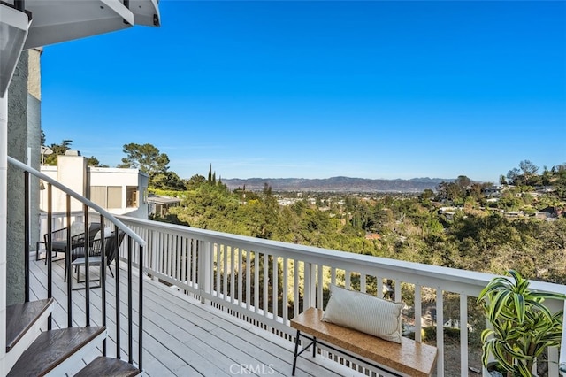 deck featuring a mountain view