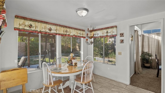 dining area featuring carpet floors