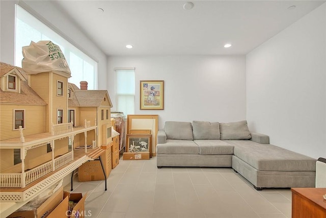 view of tiled living room