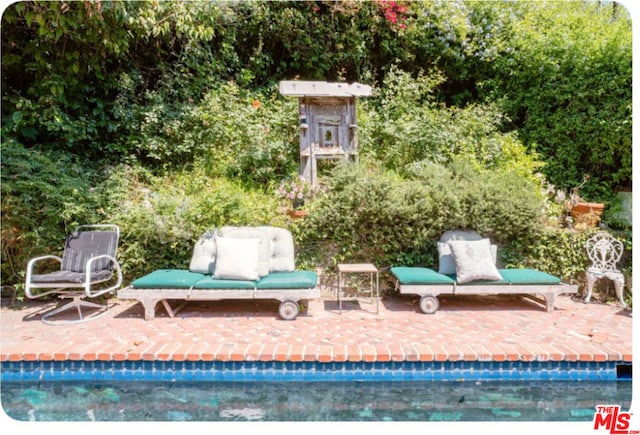 view of swimming pool featuring a patio