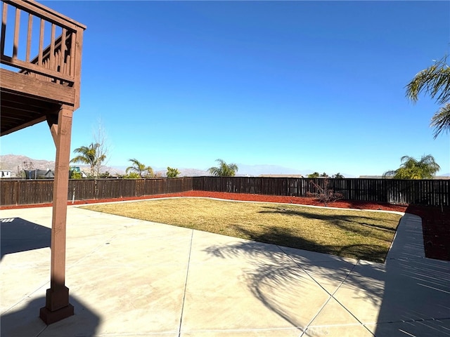 view of patio featuring a mountain view