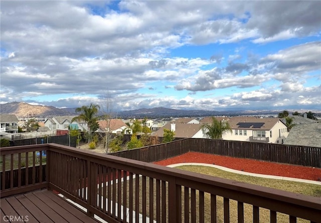 deck with a mountain view