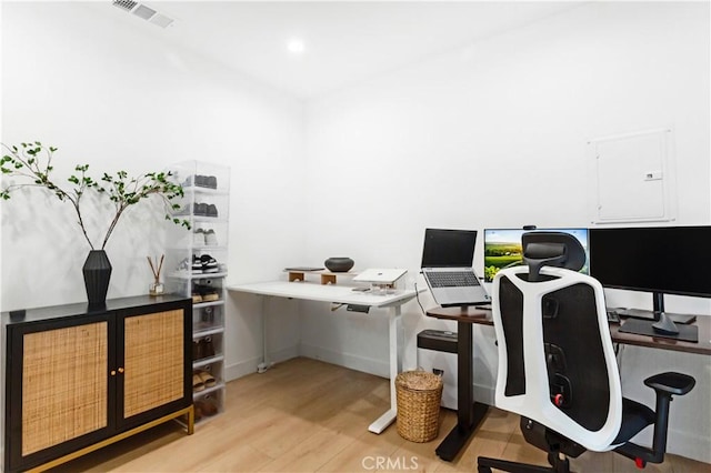 office featuring light hardwood / wood-style flooring