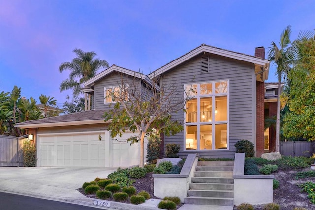 view of front property with a garage