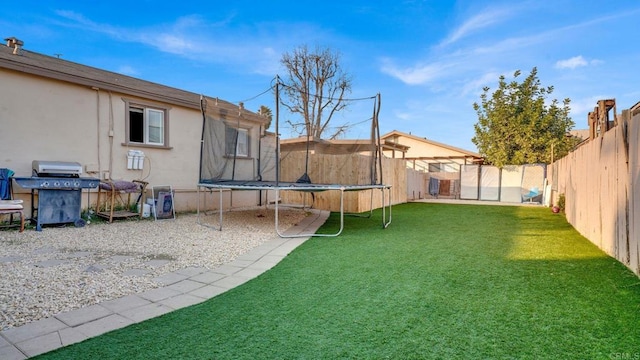 view of yard with a trampoline