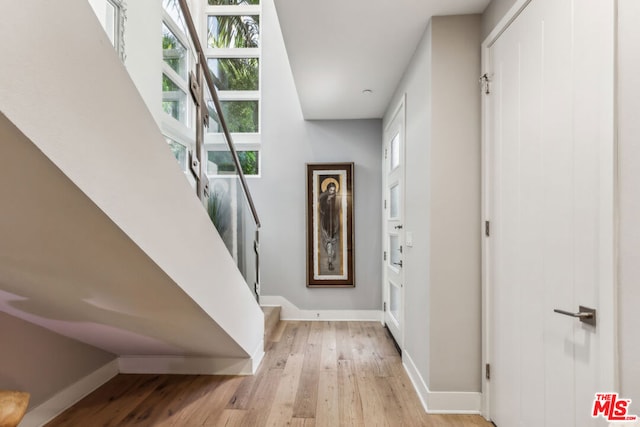 foyer entrance featuring light hardwood / wood-style floors