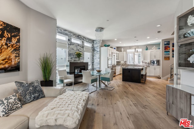 living room featuring light hardwood / wood-style flooring