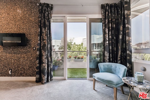 sitting room featuring carpet