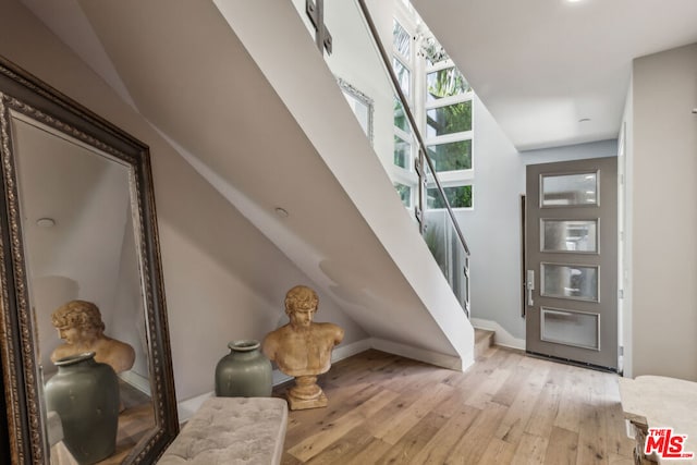 entrance foyer with light wood-type flooring