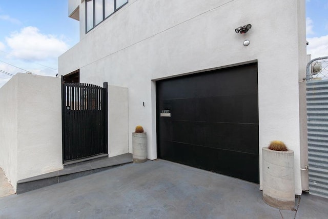 exterior space featuring a garage