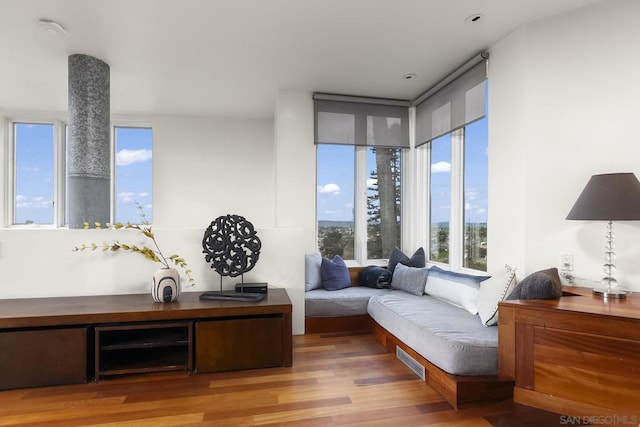 living area featuring light wood-type flooring