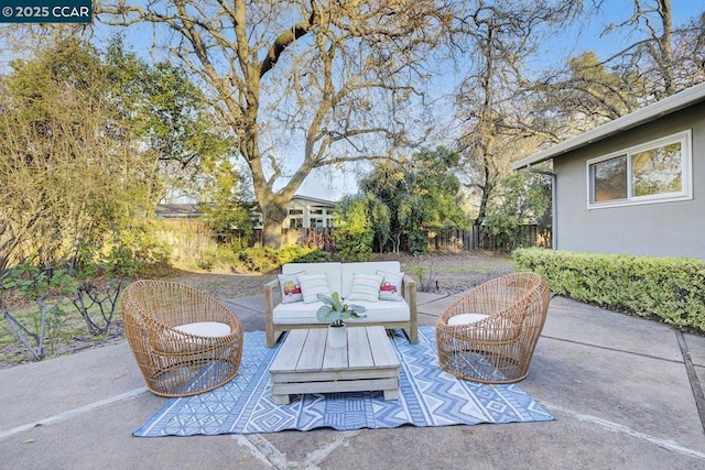 view of patio featuring an outdoor hangout area