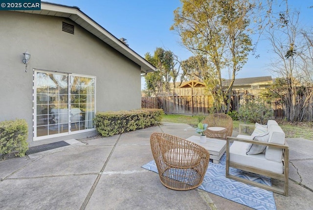 view of patio featuring an outdoor living space