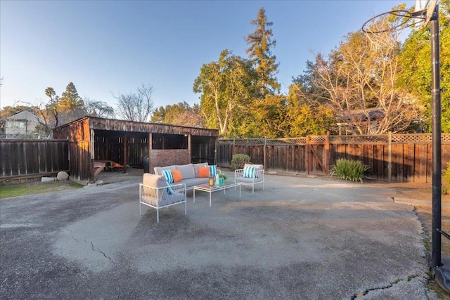 view of patio / terrace featuring an outdoor living space