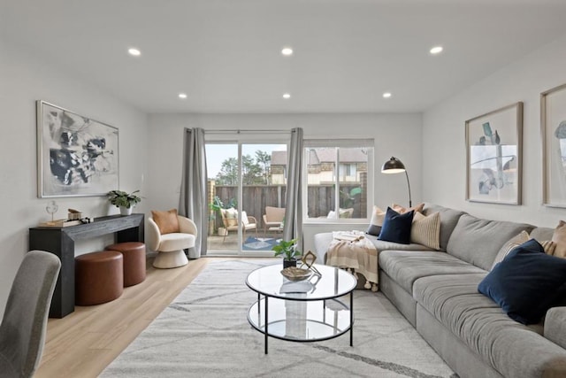 living room featuring light wood-type flooring