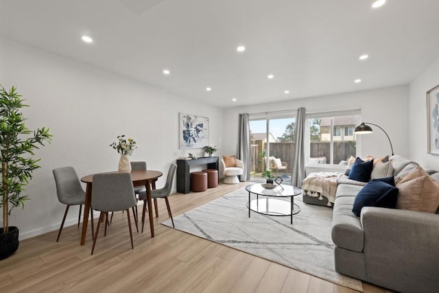 living room with light wood-type flooring