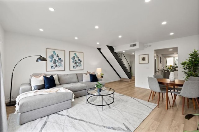 living room featuring light hardwood / wood-style flooring