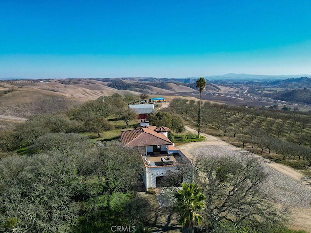 aerial view with a rural view and a mountain view