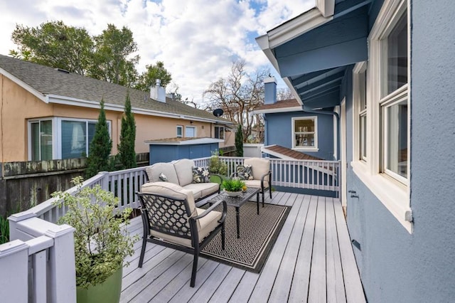 deck with an outdoor living space