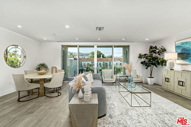 living room with hardwood / wood-style floors