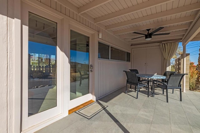 view of patio / terrace featuring ceiling fan