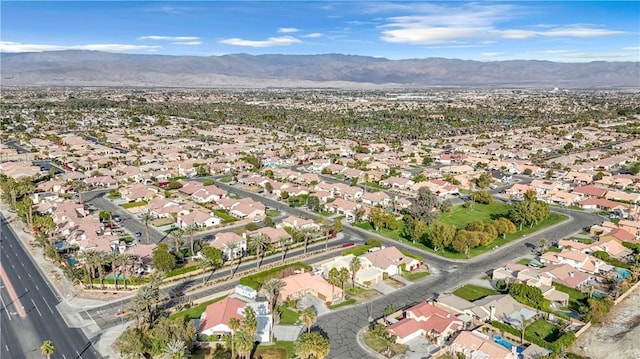 bird's eye view with a mountain view