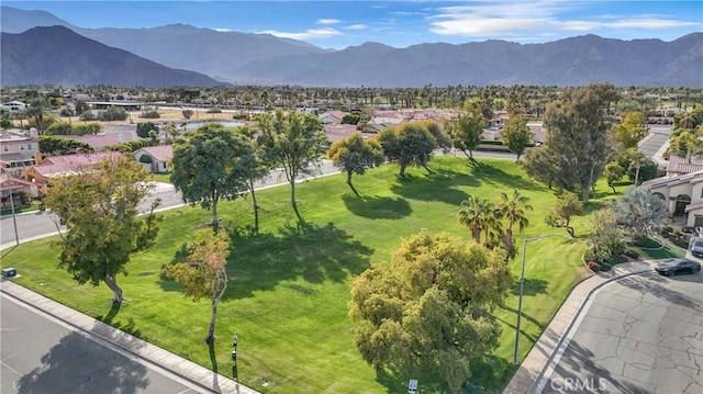 bird's eye view featuring a mountain view