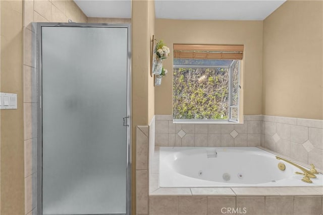 bathroom with plus walk in shower