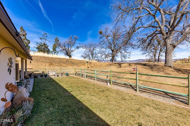 view of yard with a rural view