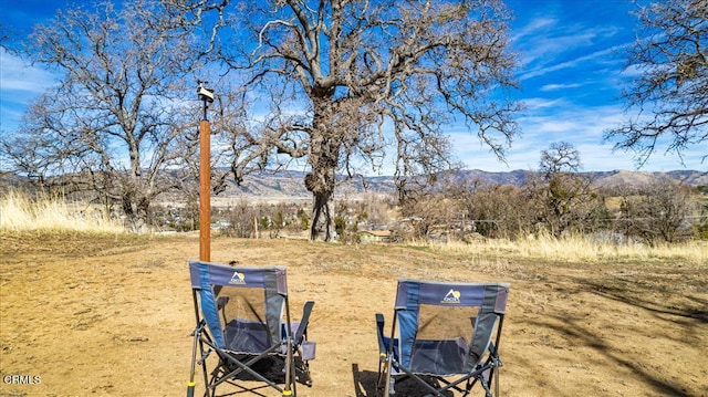 view of yard with a mountain view