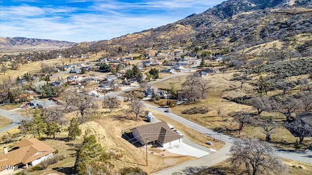 birds eye view of property featuring a mountain view