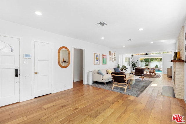 living room featuring light hardwood / wood-style floors