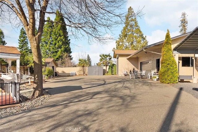 exterior space featuring a garage