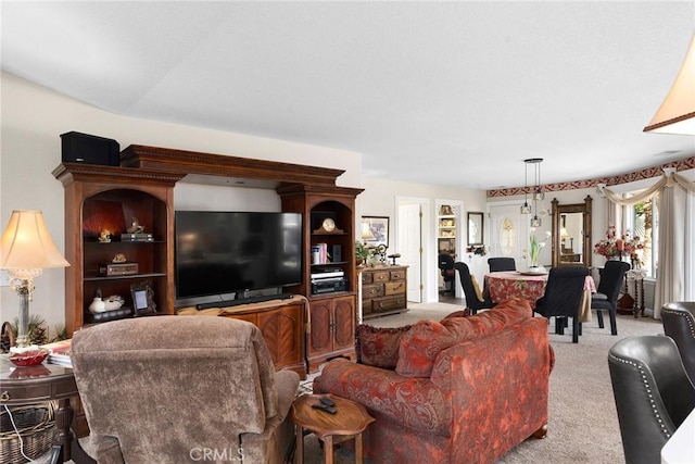 living room with light carpet