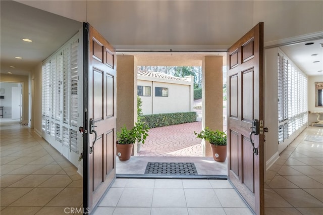 view of tiled foyer entrance