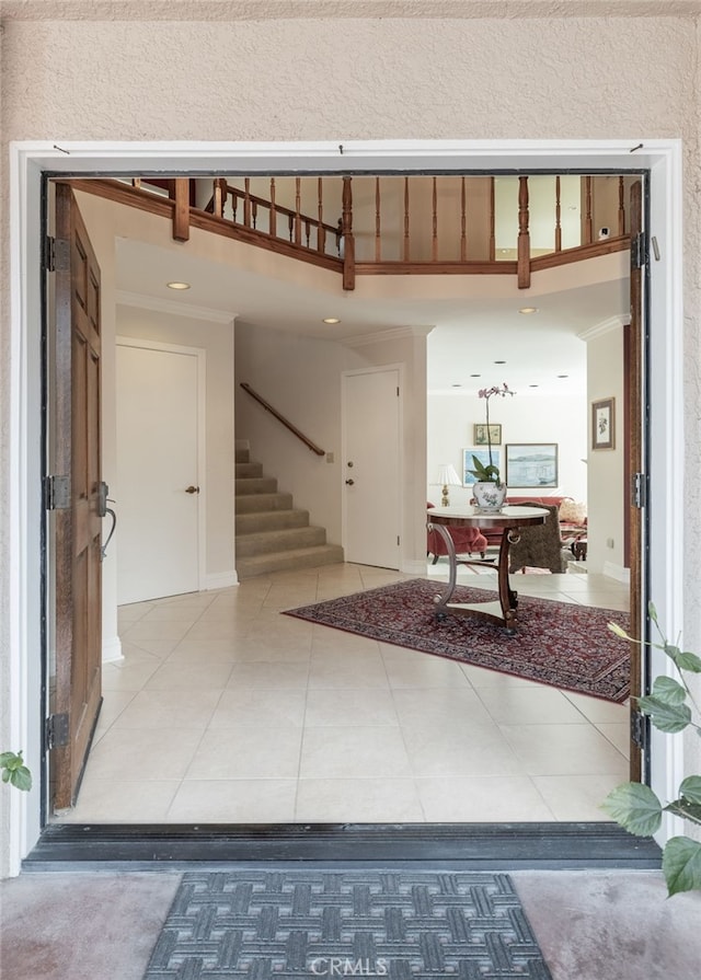 interior space with tile patterned flooring