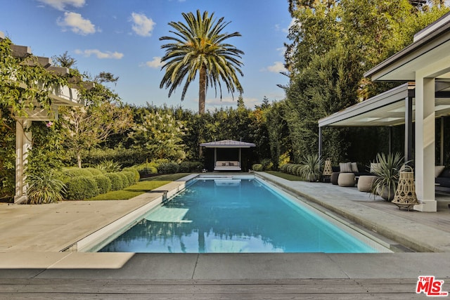 view of swimming pool featuring a patio