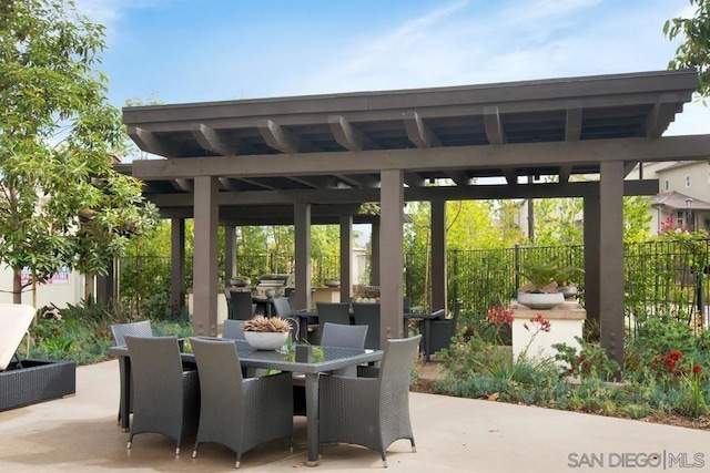 view of patio / terrace featuring a pergola